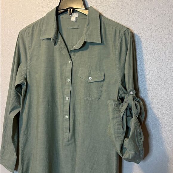 J. Crew Olive Button Down Casual Shirt - Picture 3 of 5